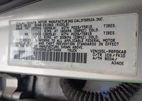 2001 Toyota Tacoma Prerunner V6 из США, поврежденный, VIN 5TEGN92N21Z870489